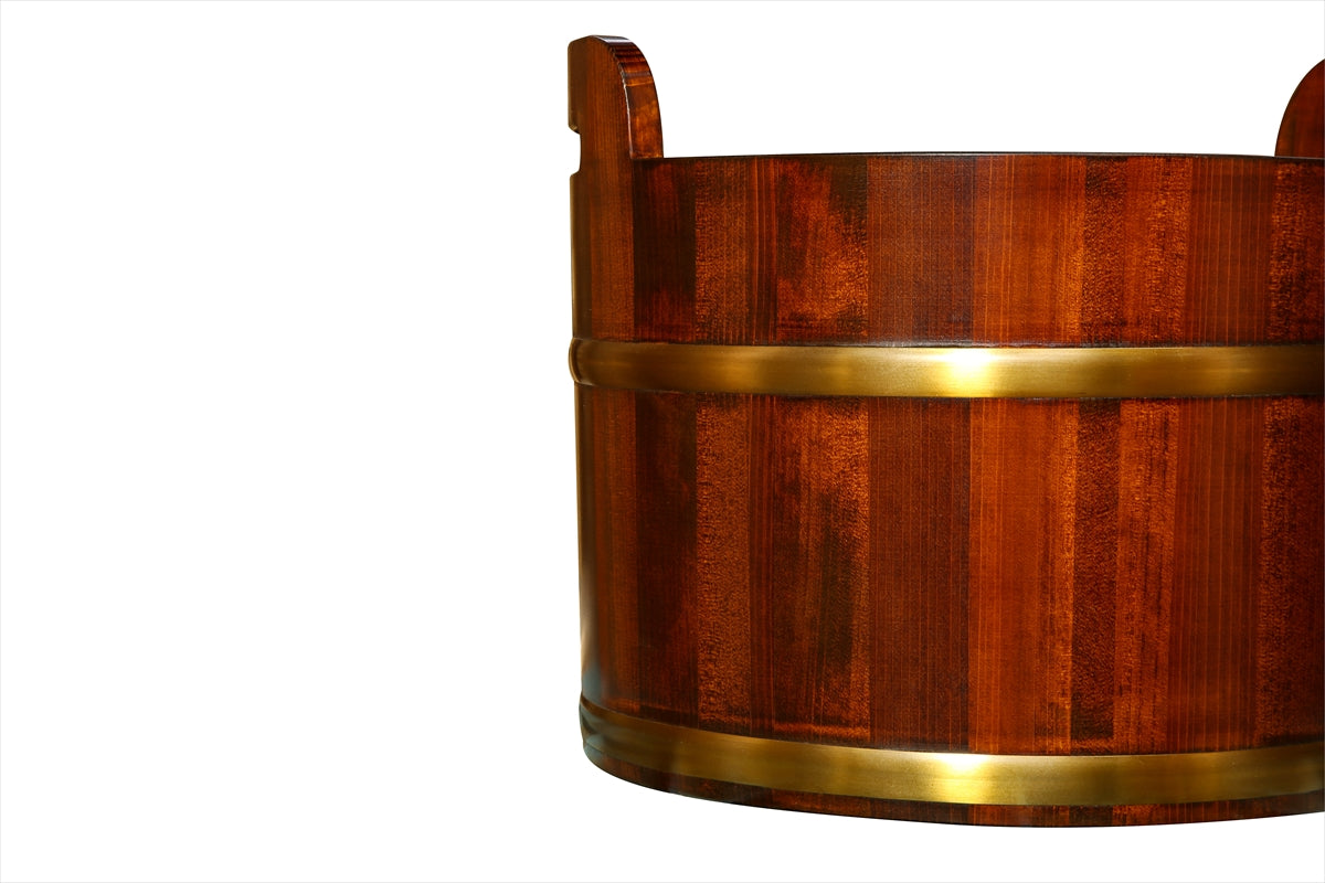 Sawara Foot Bath Tub Double-Handle Lacquer Finish