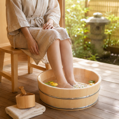 Hinoki Foot Bath Tub Barrel-Style — lifestyle