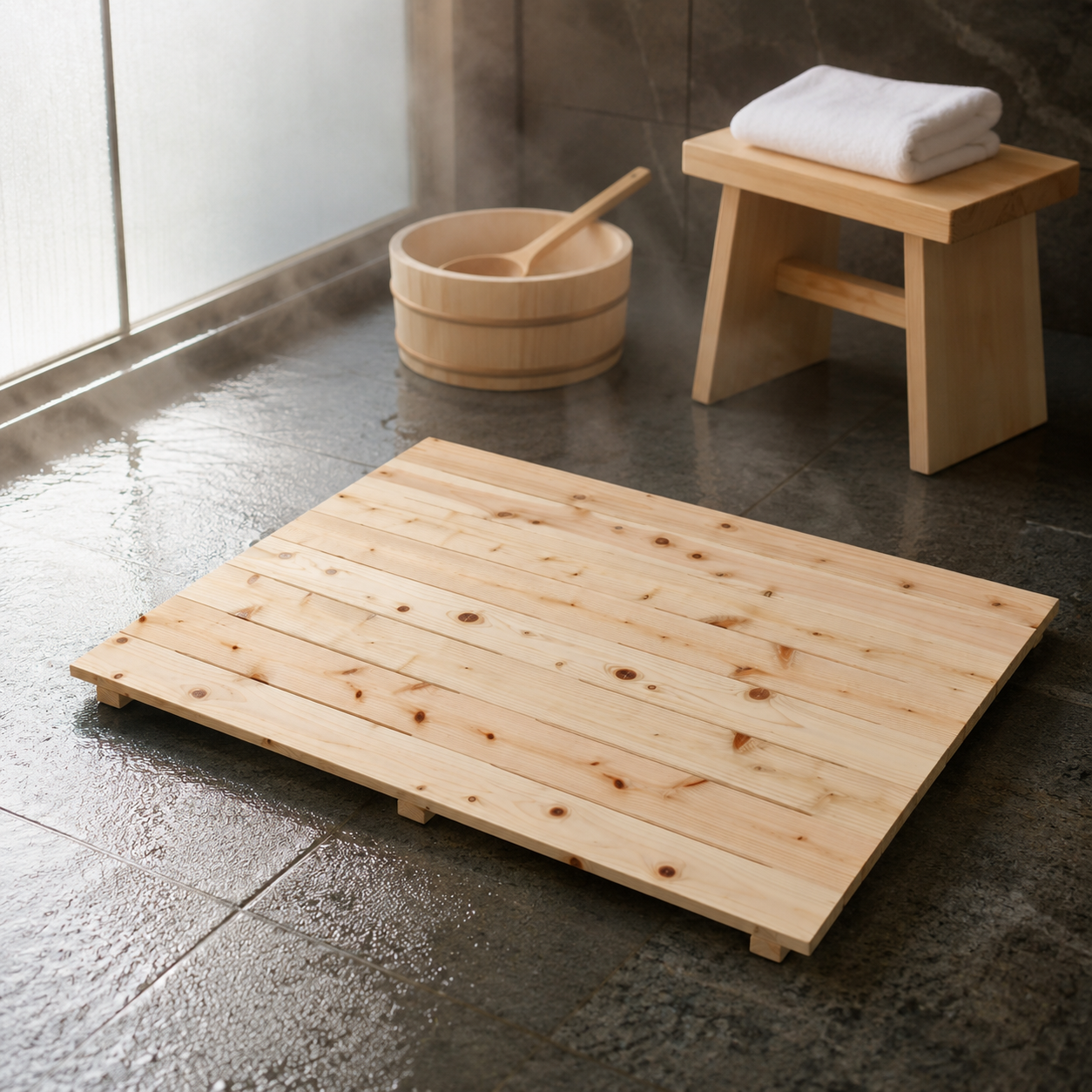 Hinoki Bath Mat Wide