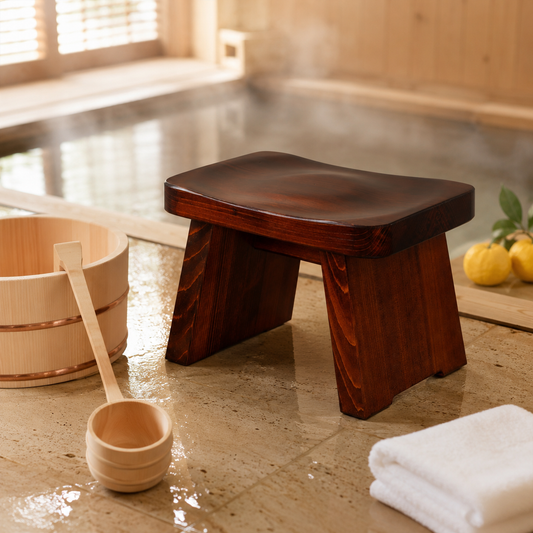 Lifestyle image in a Japanese hinoki bathroom